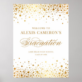 Faux Gold Foil Confetti Graduparty Welcome Poster