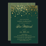 Faux Gold Foil Confetti Green Bar Mitzvah Kaart<br><div class="desc">Nodig familie en vrienden uit aan de Bar Mitzvah van uw zoon met deze elegante groene en gouden uitnodiging. Het is voorzien van faux gouden confetti-stippen en strepen. Personaliseer door naam,  datum,  tijd,  plaats en andere gebeurtenisdetails toe te voegen. Overeenkomende objecten zijn beschikbaar.</div>