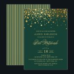 Faux Gold Foil Confetti Green Bat Mitzvah Kaart<br><div class="desc">Nodig familie en vrienden uit voor de Bat Mitzvah van je dochter met deze elegante gouden en donkergroene uitnodiging. Het is voorzien van faux gouden confetti-stippen en strepen. Personaliseer door naam,  datum,  tijd,  plaats en andere gebeurtenisdetails toe te voegen. Overeenkomende objecten zijn beschikbaar.</div>