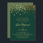 Faux Gold Foil Confetti Green Bat Mitzvah Kaart<br><div class="desc">Nodig familie en vrienden uit voor de Bat Mitzvah van je dochter met deze elegante gouden en donkergroene uitnodiging. Het is voorzien van faux gouden confetti-stippen en strepen. Personaliseer door naam,  datum,  tijd,  plaats en andere gebeurtenisdetails toe te voegen. Overeenkomende objecten zijn beschikbaar.</div>
