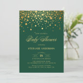 Faux Gold Foil Confetti Groen Baby shower Kaart (Staand voorkant)