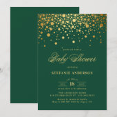 Faux Gold Foil Confetti Groen Baby shower Kaart (Voorkant / Achterkant)