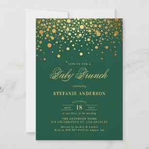 Faux Gold Foil Confetti Groene Baby Brunch Kaart