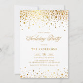 Faux Gold Foil Confetti Holiday Party Uitnodiging (Voorkant)