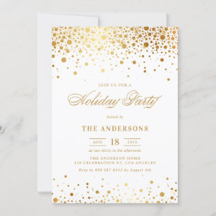Faux Gold Foil Confetti Holiday Party Uitnodiging