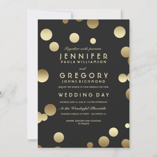 Faux Gold Foil Confetti huwelijksuitnodigingen Kaart (Voorkant)