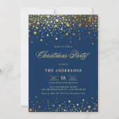 Faux Gold Foil Confetti kerst | Blauw Kaart (Voorkant)