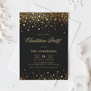 Faux Gold Foil Confetti kerst   Zwart Kaart