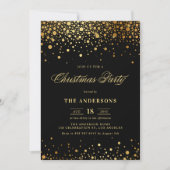 Faux Gold Foil Confetti kerst | Zwart Kaart (Voorkant)