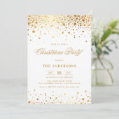 Faux Gold Foil Confetti Kerstfeest Uitnodiging (Staand voorkant)