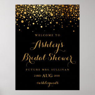 Faux Gold Foil Confetti Modern Black Vrijgezellenf Poster