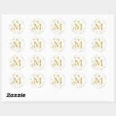Faux Gold Foil Confetti Monogram Ronde Sticker (Vel)