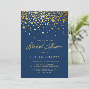 Faux Gold Foil Confetti Navy Blue Vrijgezellenfees Kaart