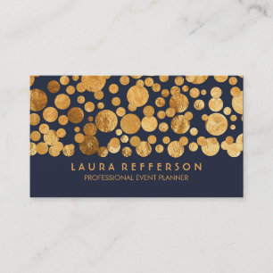 Faux Gold Foil Confetti Navy  Visitekaartje