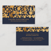 Faux Gold Foil Confetti Navy  Visitekaartje (Voorkant / Achterkant)