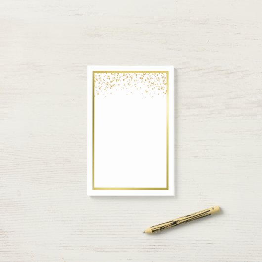 Faux Gold Foil Confetti Notitieblok Post-it® Notes (Op bureau)