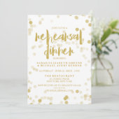Faux Gold Foil Confetti Rehearsal Dinner Invite Kaart (Staand voorkant)