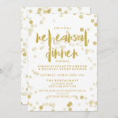Faux Gold Foil Confetti Rehearsal Dinner Invite Kaart (Voorkant / Achterkant)