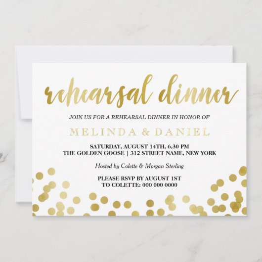Faux Gold Foil Confetti | repetitief diner Kaart (Voorkant)