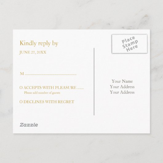 Faux Gold Foil Confetti RSVP Uitnodiging Briefkaart (Achterkant)