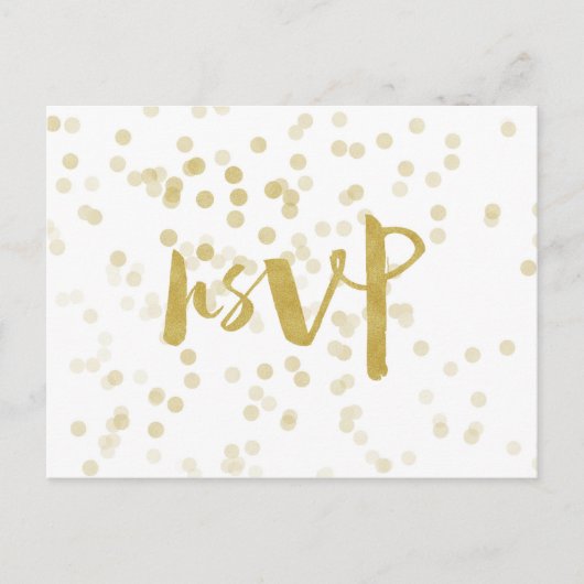 Faux Gold Foil Confetti RSVP Uitnodiging Briefkaart (Voorkant)