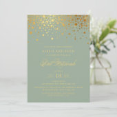 Faux Gold Foil Confetti Sage Groene vleermuis Mitz Kaart (Staand voorkant)