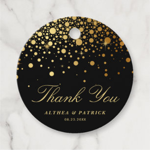 Faux Gold Foil Confetti Stip Black Hartelijk dank Bedankjes Labels