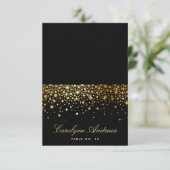 Faux Gold Foil Confetti Stip Black Place Card Kaart (Staand voorkant)