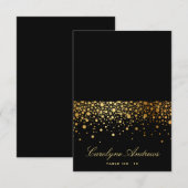 Faux Gold Foil Confetti Stip Black Place Card Kaart (Voorkant / Achterkant)