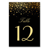 Faux Gold Foil Confetti Stip Black Table Number Kaart (Achterkant)