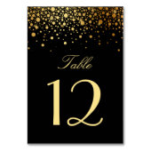 Faux Gold Foil Confetti Stip Black Table Number Kaart (Voorkant)