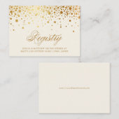 Faux Gold Foil Confetti Stip Ivory Registry Informatiekaartje (Voorkant / Achterkant)
