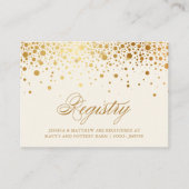 Faux Gold Foil Confetti Stip Ivory Registry Informatiekaartje (Voorkant)