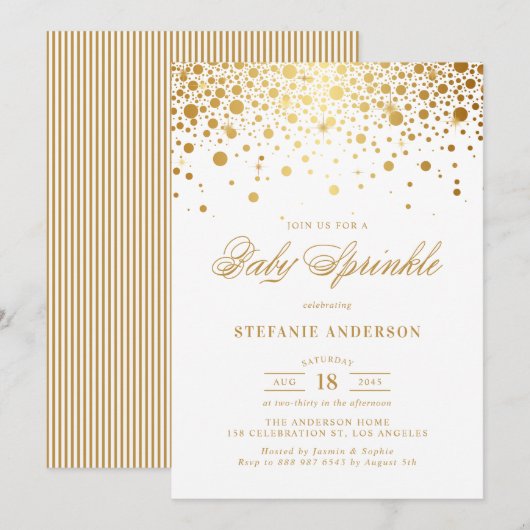 Faux Gold Foil Confetti Stippen Baby Sprinkle Kaart (Voorkant / Achterkant)
