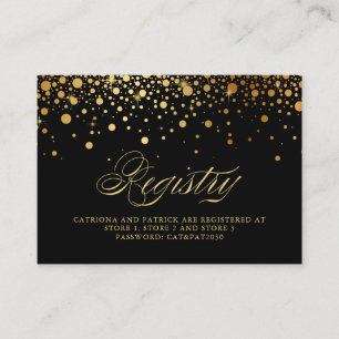 Faux Gold Foil Confetti Stippen Black Registry Kaa Plaatskaartje
