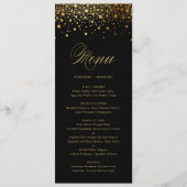 Faux Gold Foil Confetti Stippen Black Weduwmenu Menu (Voorkant)