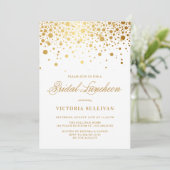 Faux Gold Foil Confetti Stippen Bruids Luncheon Kaart (Staand voorkant)