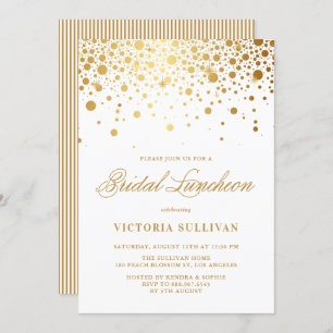 Faux Gold Foil Confetti Stippen Bruids Luncheon Kaart