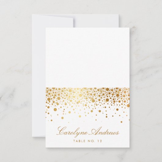 Faux Gold Foil Confetti Stippen Elegant Place Card Kaart (Voorkant)