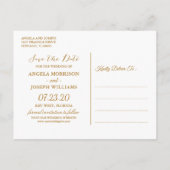 Faux Gold Foil Confetti Stippen Elegant Save the D Aankondigingskaart (Achterkant)
