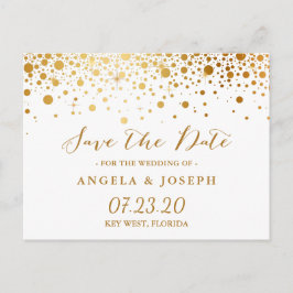 Faux Gold Foil Confetti Stippen Elegant Save the D Aankondigingskaart