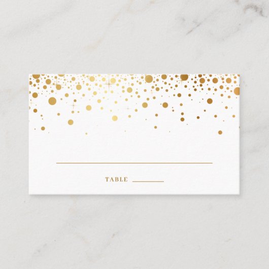 Faux Gold Foil Confetti Stippen Elegant Wedding Plaatskaartje (Voorkant)