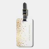 Faux Gold Foil Confetti Stippen gepersonaliseerd Bagagelabel (Voorkant verticaal)