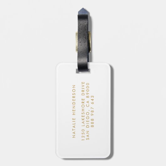 Faux Gold Foil Confetti Stippen gepersonaliseerd Bagagelabel (Achterkant verticaal)