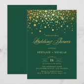 Faux Gold Foil Confetti Stippen Groene trouwdouche Kaart (Voorkant / Achterkant)