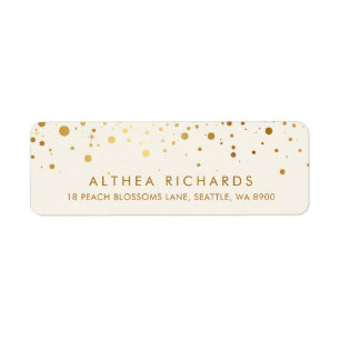 Faux Gold Foil Confetti Stippen   Ivory  Etiket