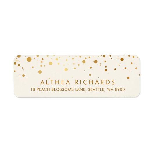 Faux Gold Foil Confetti Stippen | Ivory  Etiket (Voorkant)