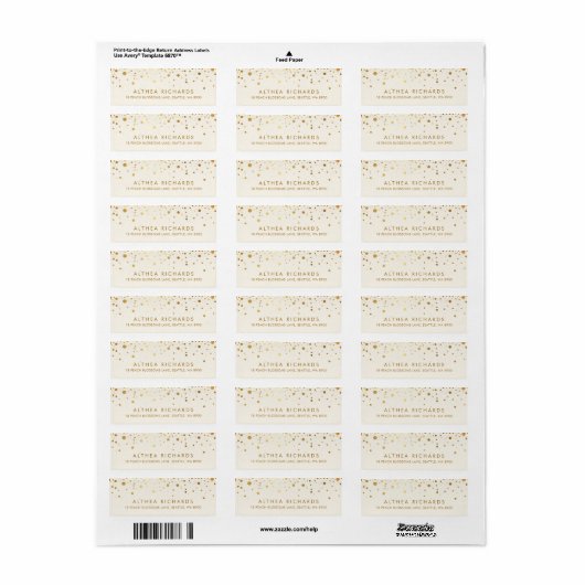 Faux Gold Foil Confetti Stippen | Ivory  Etiket (Full Sheet)
