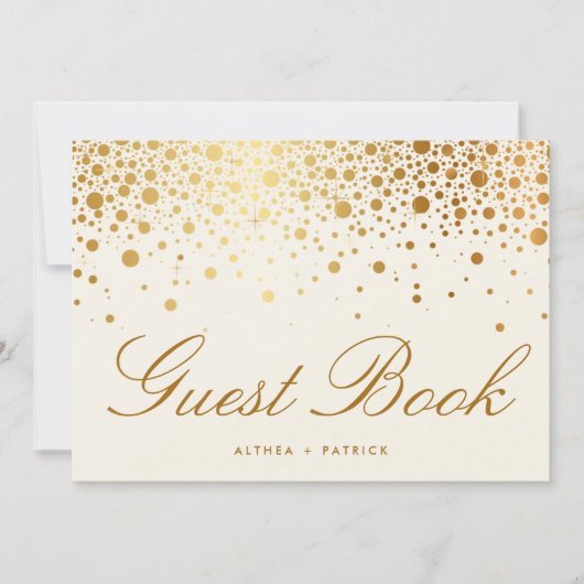 Faux Gold Foil Confetti Stippen | Ivory Guest Book (Voorkant)