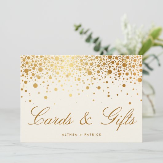 Faux Gold Foil Confetti Stippen | Ivory-Kaarten en Kaart (Staand voorkant)